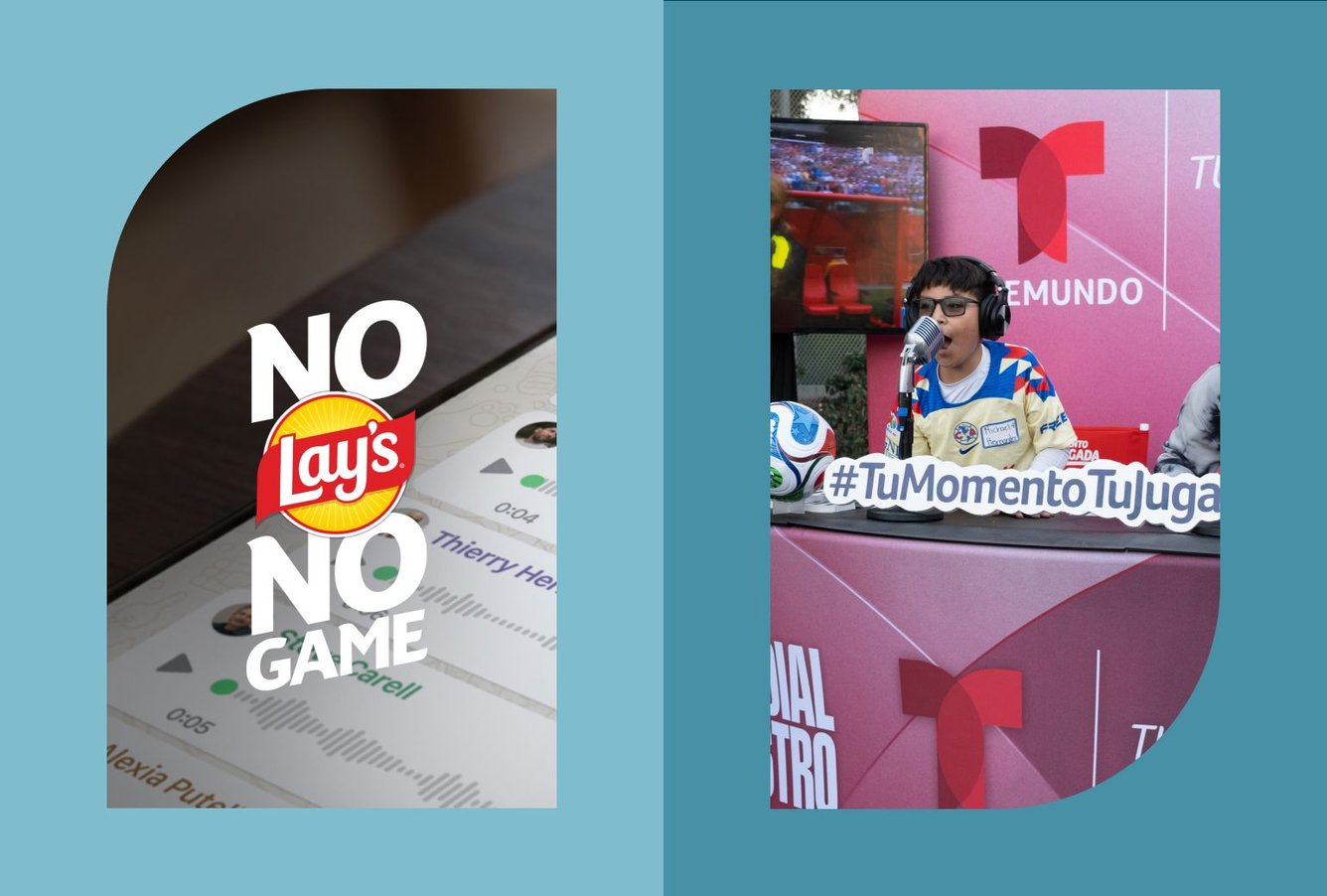 Screenshots from two World Cup-related ad campaigns, Lay's and Telemundo